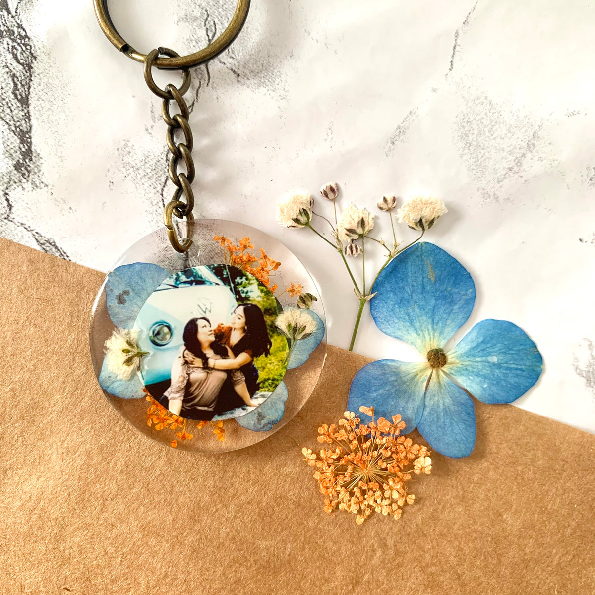 KeyChain- Clay Keychain- Key Holder- Plant Keychain- Floral